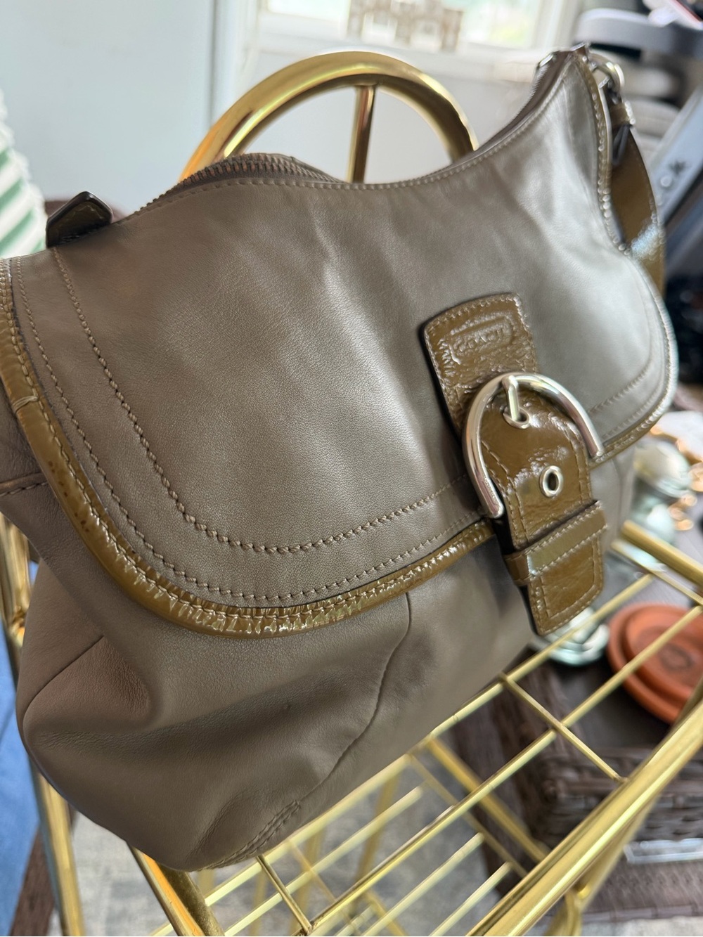Coach Olive and Tan Leather Shoulder Bag - Picture 4 of 12